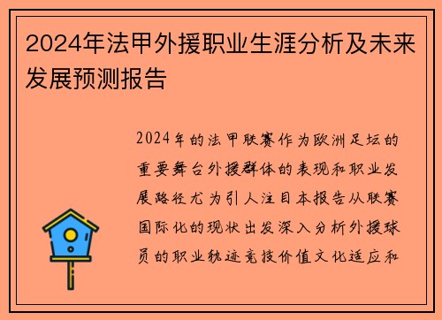 2024年法甲外援职业生涯分析及未来发展预测报告